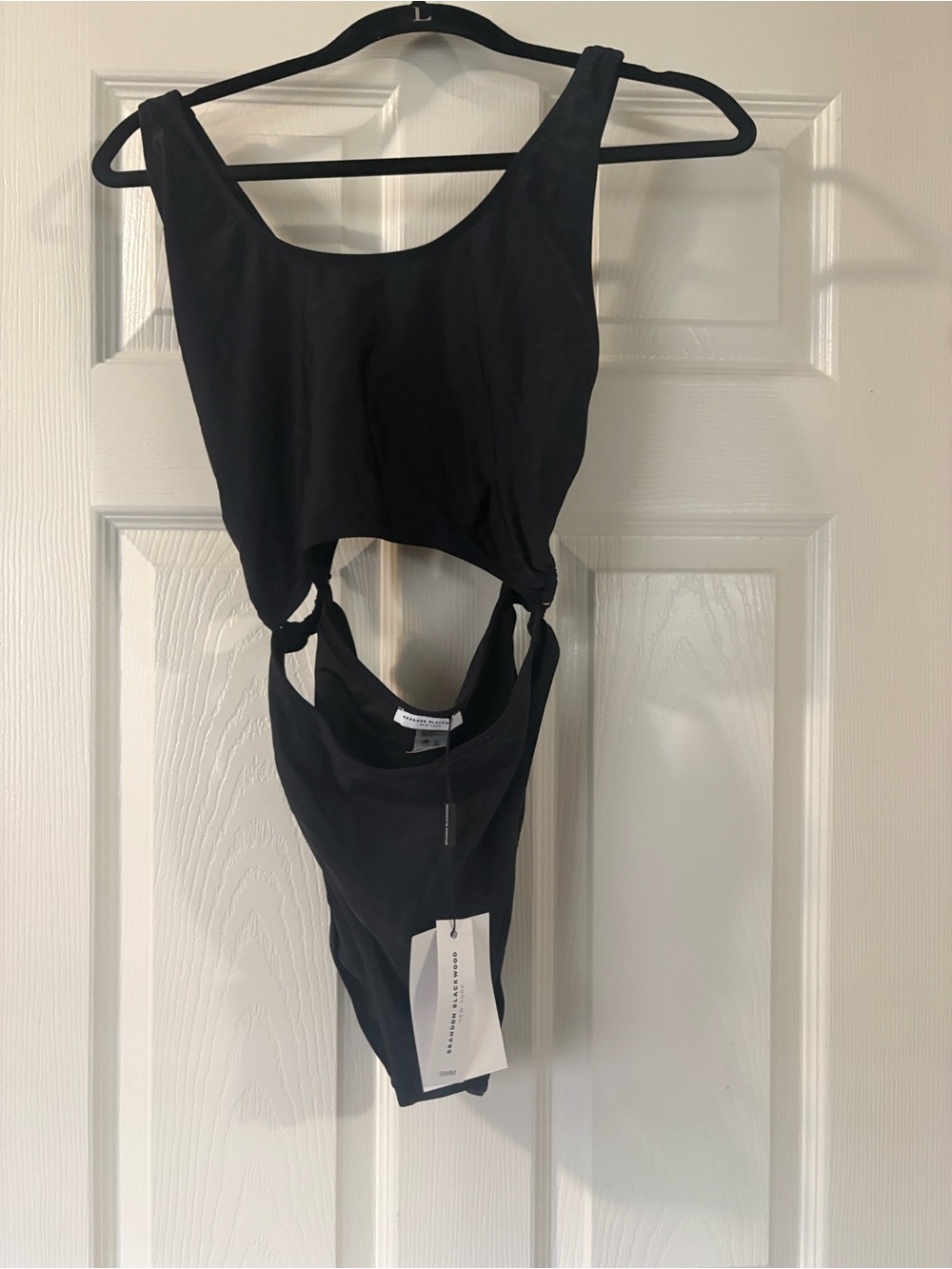 Brandon Blackwood Black Cutout One-Piece Swimsuit